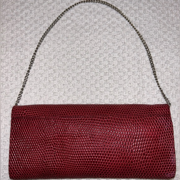 Ann Taylor Red Snake clutch/ handbag - Picture 2 of 4